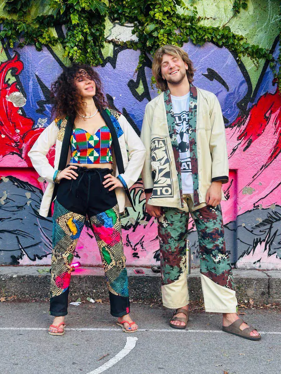 Iva Modli, Alpha Catto founder, wearing reversible ripstop Cattogi with African wax print interior